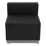HERCULES Alon Series Black Leather Chair with Brushed Stainless Steel Base