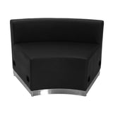 HERCULES Alon Series Black Leather Concave Chair with Brushed Stainless Steel Base