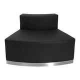 HERCULES Alon Series Black Leather Convex Chair with Brushed Stainless Steel Base