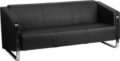 HERCULES Gallant Series Contemporary Black Leather Sofa with Stainless Steel Frame