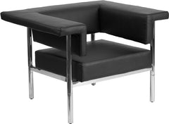 HERCULES Fusion Series Contemporary Black Leather Chair with Stainless Steel Frame