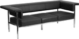 HERCULES Fusion Series Contemporary Black Leather Sofa with Stainless Steel Frame