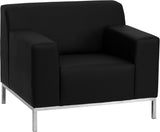 HERCULES Definity Series Contemporary Black Leather Chair with Stainless Steel Frame