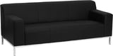 HERCULES Definity Series Contemporary Black Leather Sofa with Stainless Steel Frame