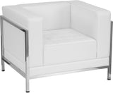 HERCULES Imagination Series Contemporary White Leather Chair with Encasing Frame