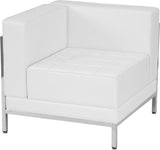 HERCULES Imagination Series Contemporary White Leather Left Corner Chair with Encasing Frame