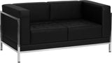 HERCULES Imagination Series Contemporary Black Leather Loveseat with Encasing Frame