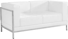 HERCULES Imagination Series Contemporary White Leather Loveseat with Encasing Frame