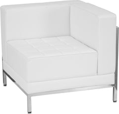HERCULES Imagination Series Contemporary White Leather Right Corner Chair with Encasing Frame