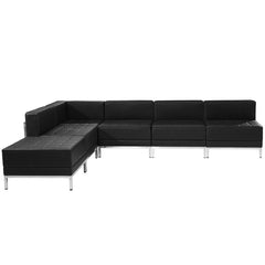 HERCULES Imagination Series Black Leather Sectional Configuration, 6 Pieces