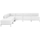 HERCULES Imagination Series White Leather Sectional Configuration, 6 Pieces