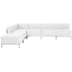 HERCULES Imagination Series White Leather Sectional Configuration, 6 Pieces
