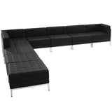 HERCULES Imagination Series Black Leather Sectional Configuration, 9 Pieces