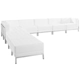 HERCULES Imagination Series White Leather Sectional Configuration, 9 Pieces