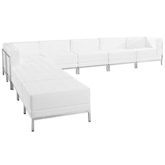 HERCULES Imagination Series White Leather Sectional Configuration, 9 Pieces