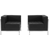 HERCULES Imagination Series Black Leather 2 Piece Corner Chair Set