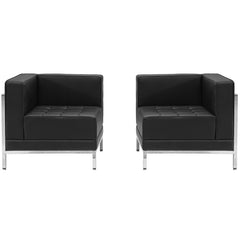 HERCULES Imagination Series Black Leather 2 Piece Corner Chair Set