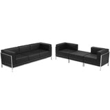 HERCULES Imagination Series Black Leather Sofa & Lounge Chair Set, 4 Pieces