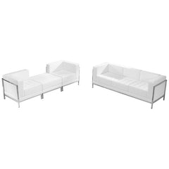 HERCULES Imagination Series White Leather Sofa & Lounge Chair Set, 4 Pieces