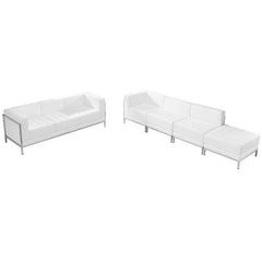 HERCULES Imagination Series White Leather Sofa & Lounge Chair Set, 5 Pieces