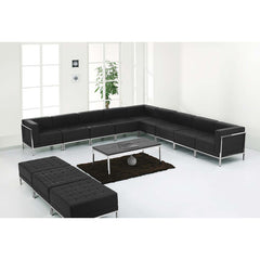 HERCULES Imagination Series Black Leather Sectional & Ottoman Set, 12 Pieces