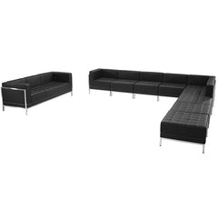 HERCULES Imagination Series Black Leather Sectional & Sofa Set, 10 Pieces