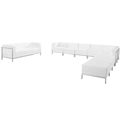 HERCULES Imagination Series White Leather Sectional & Sofa Set, 10 Pieces