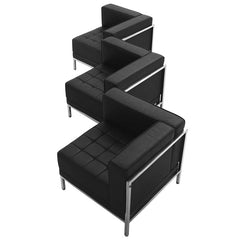 HERCULES Imagination Series Black Leather 3 Piece Corner Chair Set