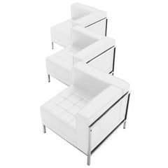 HERCULES Imagination Series White Leather 3 Piece Corner Chair Set