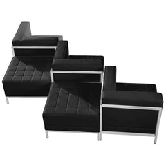 HERCULES Imagination Series Black Leather 5 Piece Chair & Ottoman Set