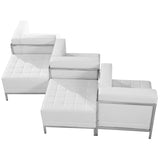 HERCULES Imagination Series White Leather 5 Piece Chair & Ottoman Set
