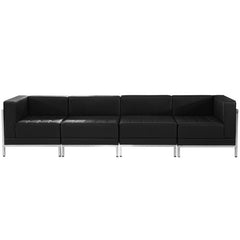 HERCULES Imagination Series Black Leather 4 Piece Lounge Set