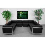 HERCULES Imagination Series Black Leather U-Shape Sectional Configuration, 10 Pieces