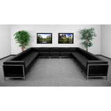 HERCULES Imagination Series Black Leather U-Shape Sectional Configuration, 13 Pieces