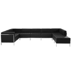 HERCULES Imagination Series Black Leather U-Shape Sectional Configuration, 7 Pieces