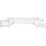 HERCULES Imagination Series White Leather U-Shape Sectional Configuration, 7 Pieces