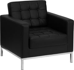 HERCULES Lacey Series Contemporary Black Leather Chair with Stainless Steel Frame