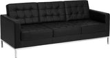 HERCULES Lacey Series Contemporary Black Leather Sofa with Stainless Steel Frame