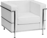HERCULES Regal Series Contemporary White Leather Chair with Encasing Frame