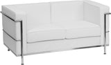 HERCULES Regal Series Contemporary White Leather Loveseat with Encasing Frame