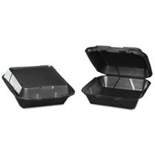 Square Black Foam Hinged Carryout Container - 9 1/4W